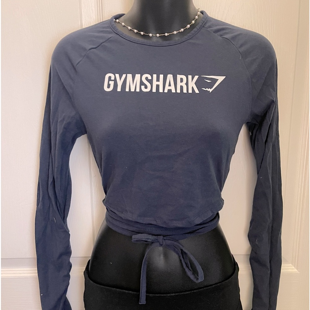 Gymshark cropped long sleeve tie top